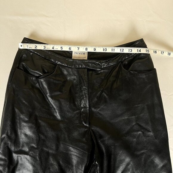 Vntg Preview Collection Women size 12 100% Lamb Leather Pants Straight Leg Soft - Picture 4 of 7